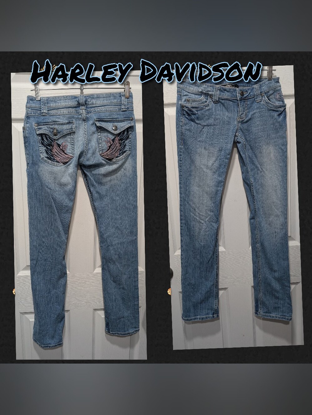 Harley-Davidson Light Blue Boot cut Jeans with Embroidered Back Pockets